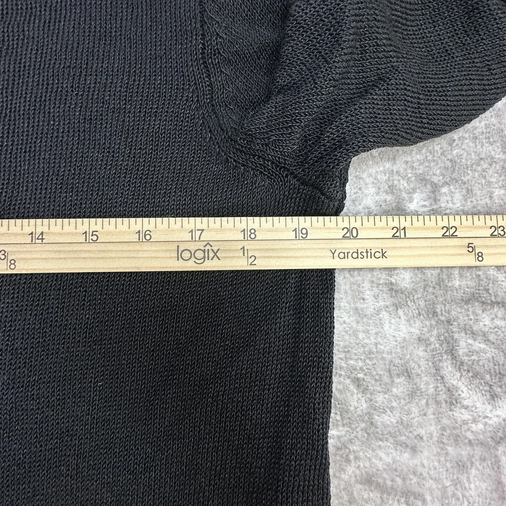 J Jill Cardigan Sweater Womens Large Black Open Front Lightweight Linen Blend